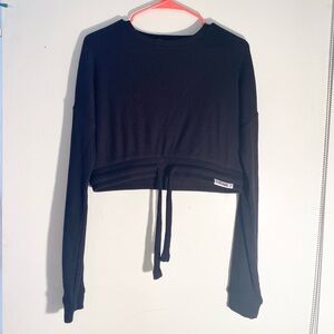 Gymshark Cropped Ribbed Long-Sleeve Drawstring Top